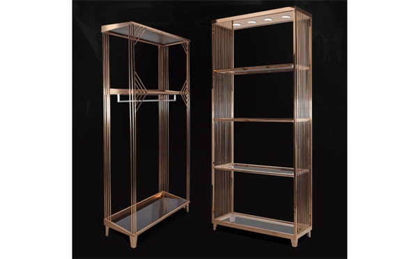 現（xiàn）代簡約玫瑰（guī）金拉絲（sī）展示櫃_不鏽鋼櫃台展示櫃廠家