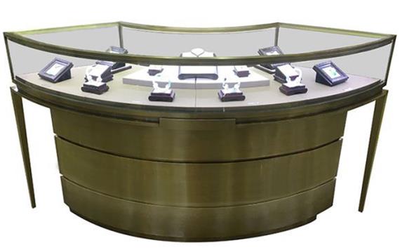 弧（hú）形不（bú）鏽鋼珠寶展櫃_奢侈品不鏽鋼展櫃