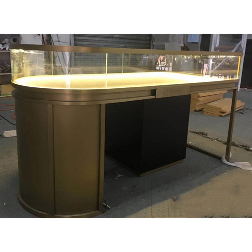 玉器高（gāo）檔不鏽鋼（gāng）展示櫃_半橢（tuǒ）圓珠寶展示櫃