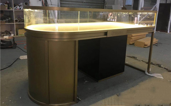 玉器高檔不鏽鋼展示櫃（guì）_半橢圓珠寶展示櫃