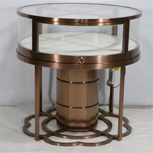 珠寶店周大（dà）福不鏽鋼玻璃圓形櫃台-高端珠寶展櫃廠