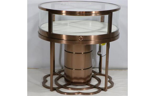 珠寶店周大（dà）福不鏽鋼玻璃圓形櫃台-高端珠寶（bǎo）展櫃廠