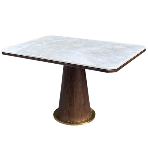 主題餐廳簡約輕奢風大理石不鏽鋼餐（cān）桌