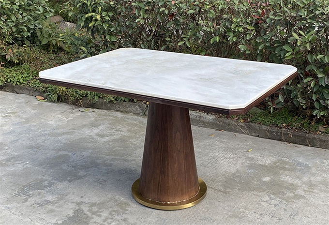 主題餐廳簡約輕奢風大（dà）理（lǐ）石不鏽鋼餐桌