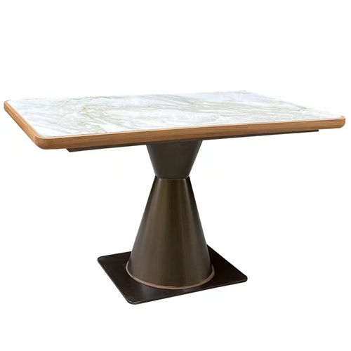 客家菜主題（tí）餐廳實木封邊大理石桌子