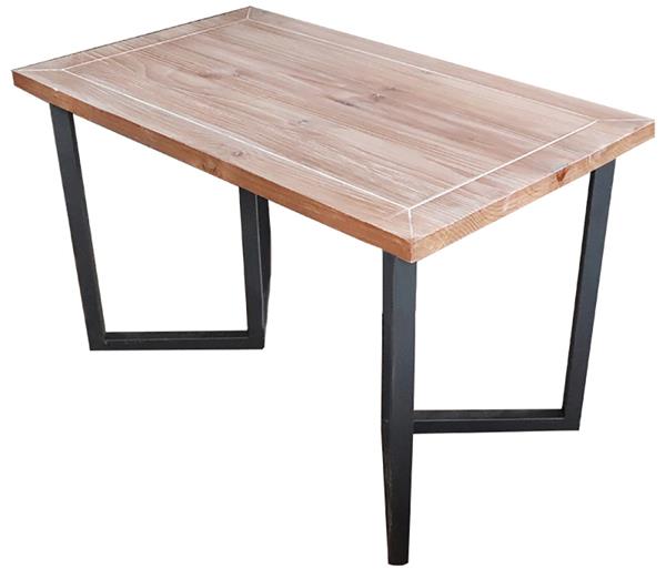 工業簡約風實木（mù）加（jiā）厚桌麵麵板_黑色磨砂五金（jīn）簡約五金桌腳 