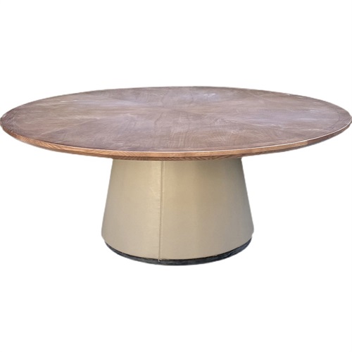 主題（tí）餐廳包廂大圓桌實木拚花圓（yuán）形簡約多人餐桌