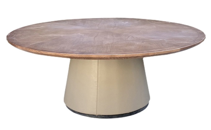 主題餐廳包廂大圓桌實木拚花圓形簡約多人餐桌