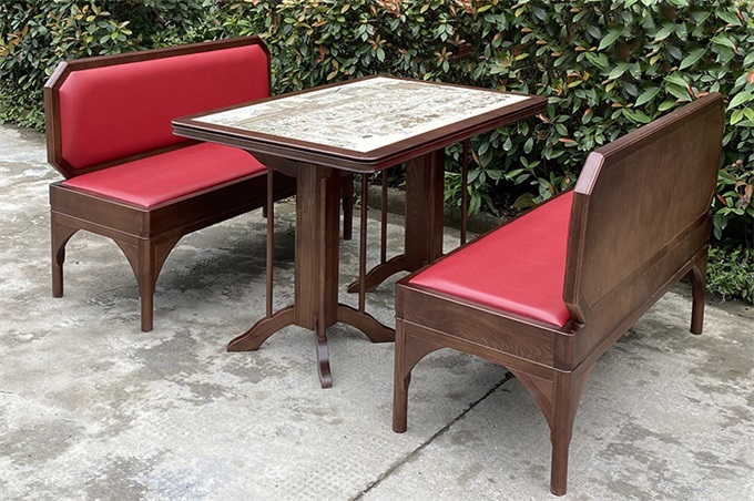 綠茶餐廳現代中式實木餐桌卡（kǎ）座