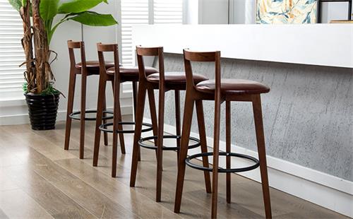 複古美式實木高腳凳靠背酒吧椅