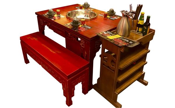 譚鴨血實木火（huǒ）鍋桌（長條桌）