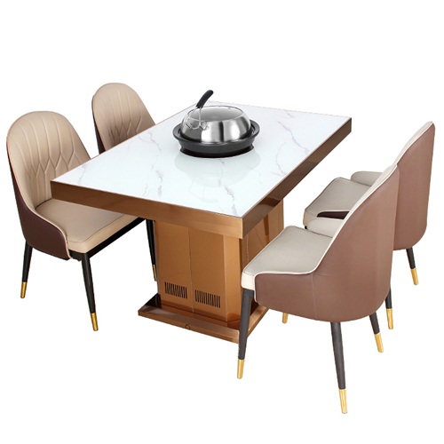 自助海鮮餐廳海（hǎi）鮮蒸汽火鍋（guō）一體桌_大理（lǐ）石海鮮蒸汽火鍋餐桌