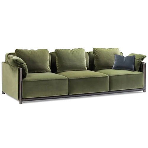 私人會所意式不鏽鋼（gāng）簡約直排三人位（wèi）沙發