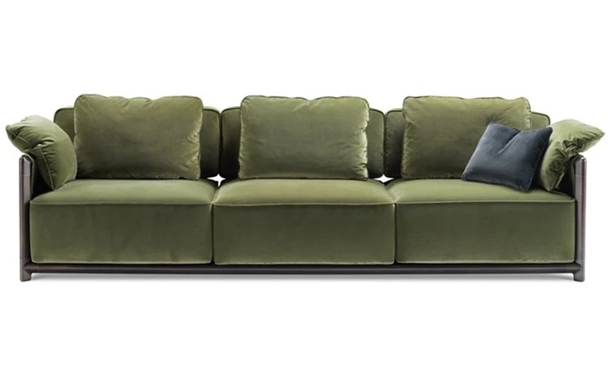 私人會所意式不鏽鋼簡約直排三人位沙發