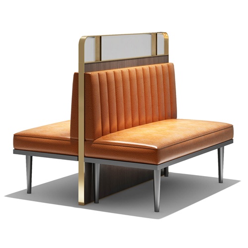 現代西餐廳不鏽鋼時尚雙麵卡座